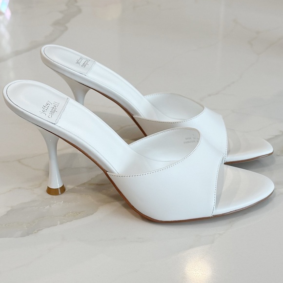 NEW Jeffrey Campbell Agent Open-Toe Slide Heels Sz 7 - Picture 1 of 12